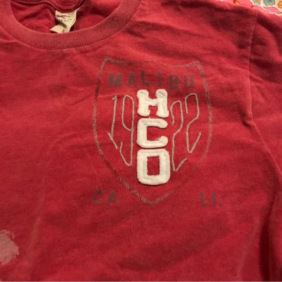 Hollister Malibu Tropical Graphic Brushed Cotton Muted Red Short Sleeve T-Shirt - Picture 3 of 11